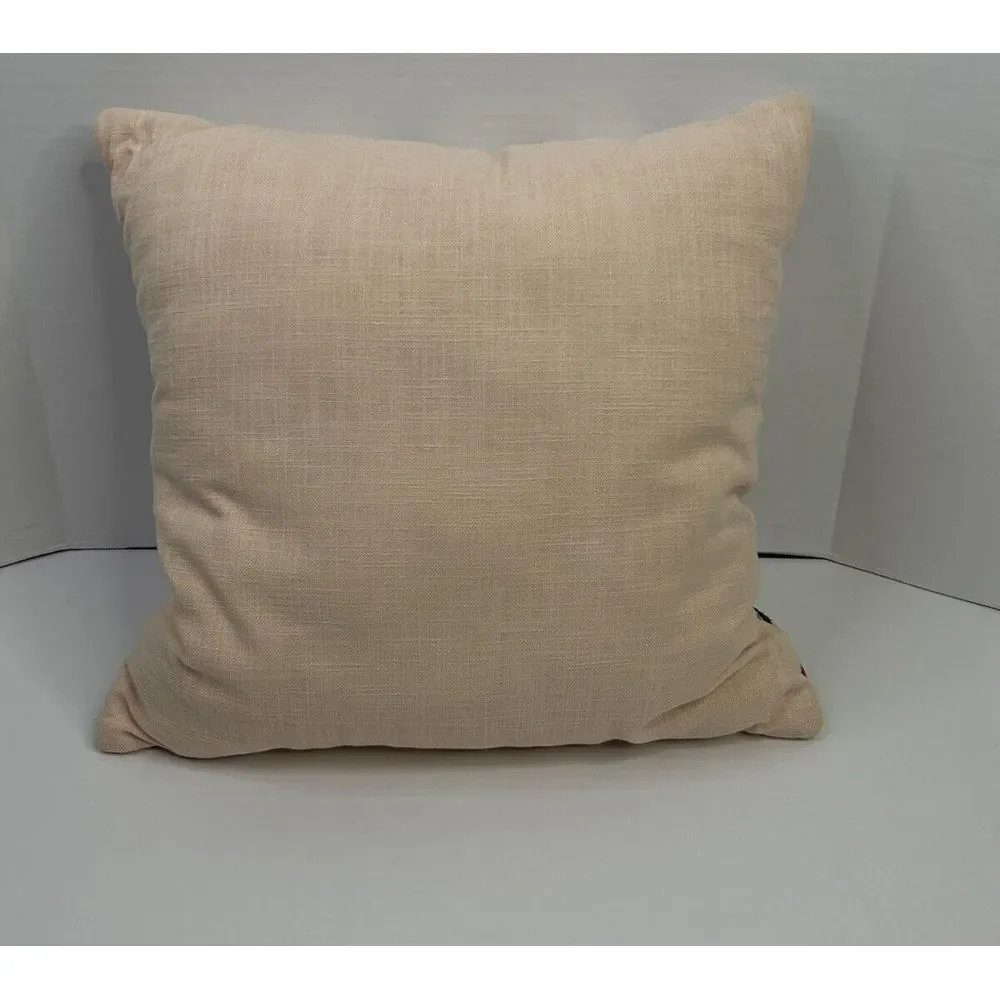 Threshold Christmas Throw Pillow Square Blush Multicolored Embroidered Ornaments